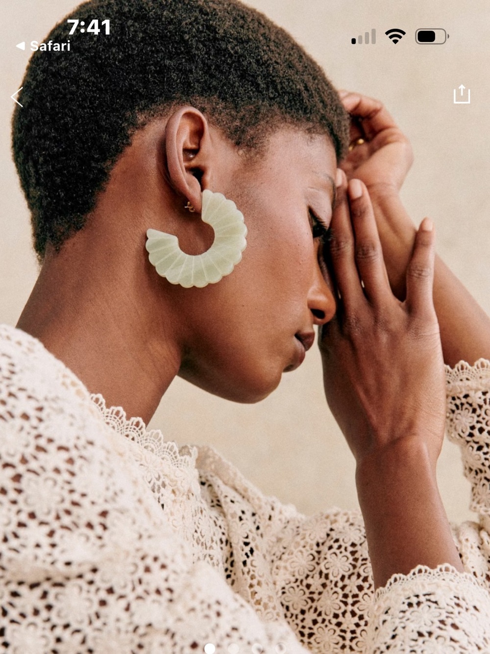 Sezane Sandy Boucles Pale Sage Green Hoop Earrings
